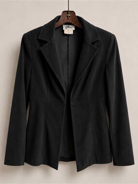 Vintage M Collection Black Blazer Womens Size 7 Hook Eye Closure Made in Canada